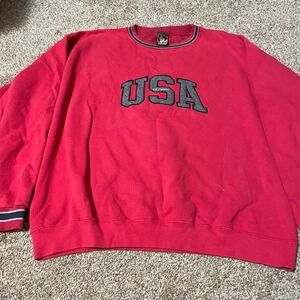 Vintage USA Olympic Red Crewneck Sweatshirt XL Felt Applique Made in USA 90s